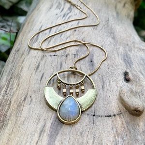 Geometrical Rainbow Moonstone Necklace